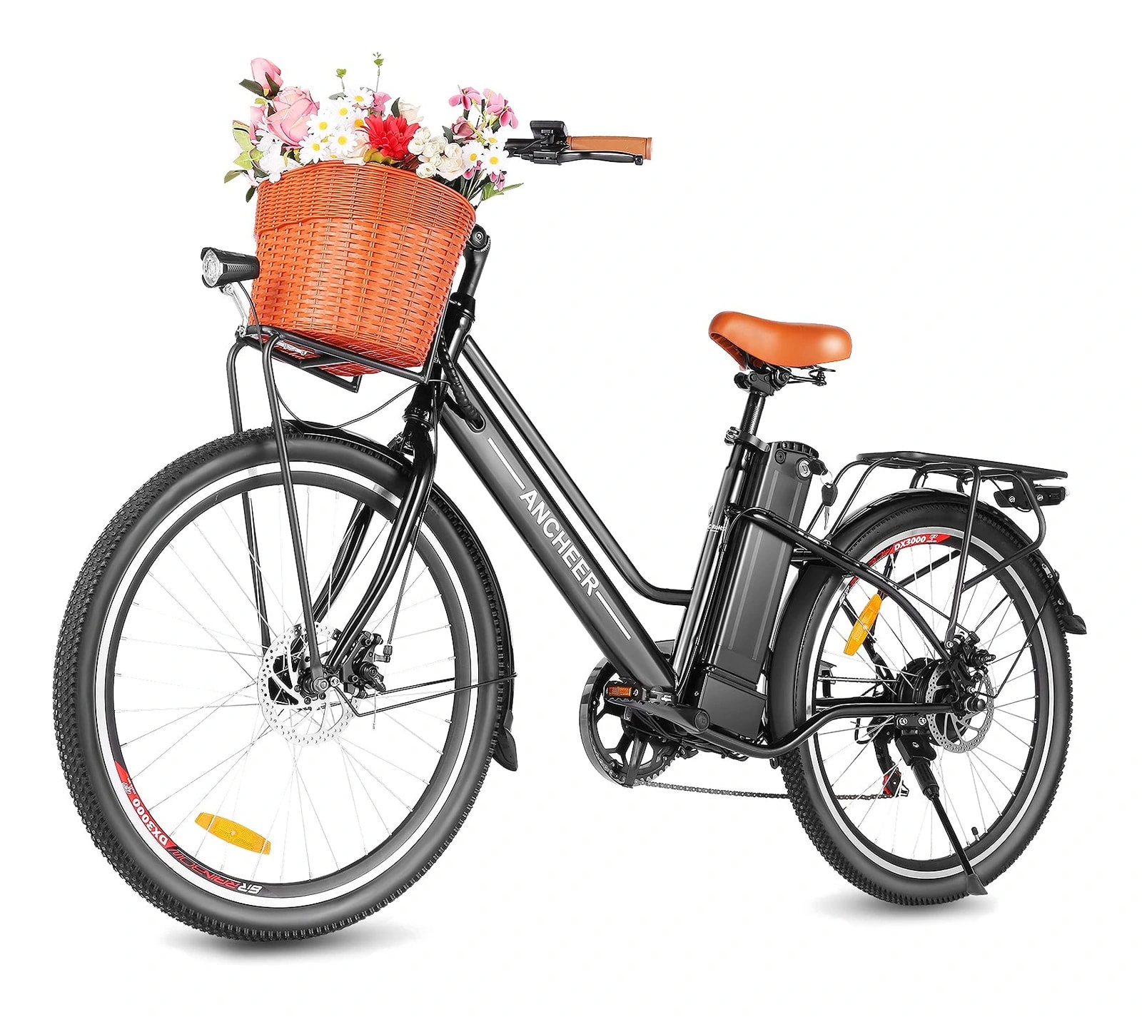 ANCHEER Fawn step-thru electric bike with front basket