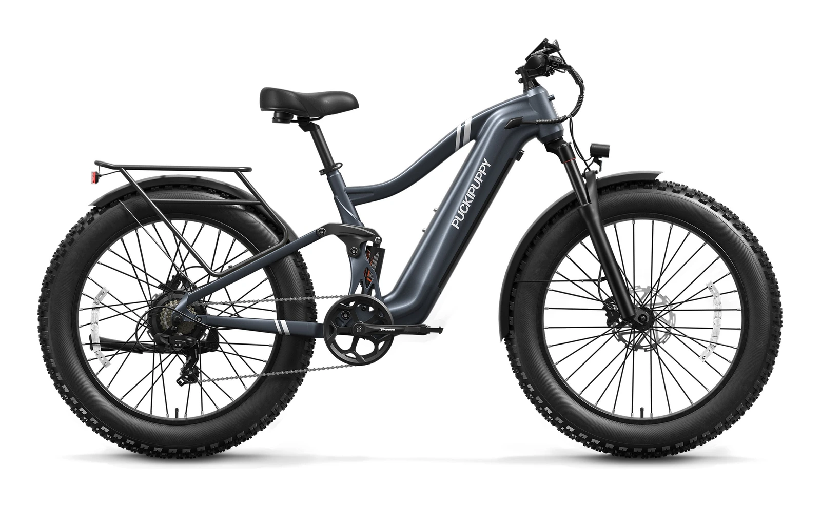 PUCKIPUPPY Boxer full-suspension fat tire electric bike, side view